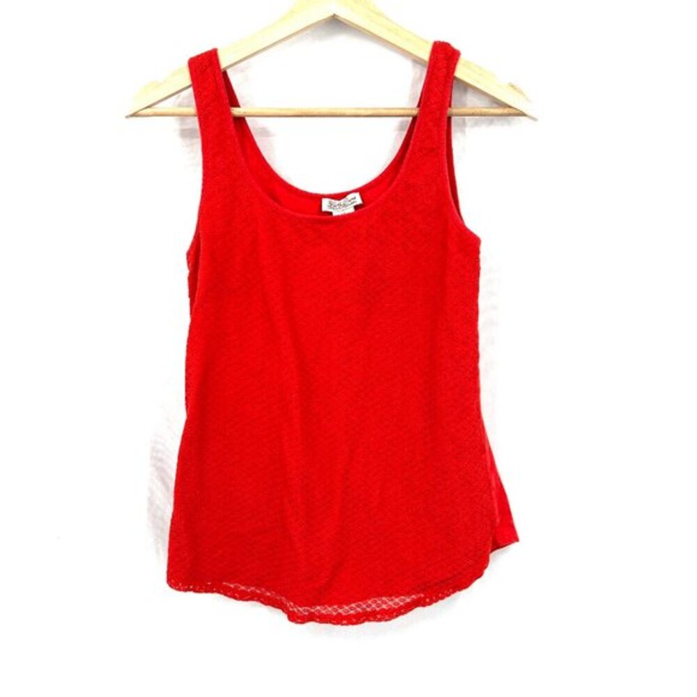 Lucky Brand textured front tank top boho true red lightweight classic casual XS